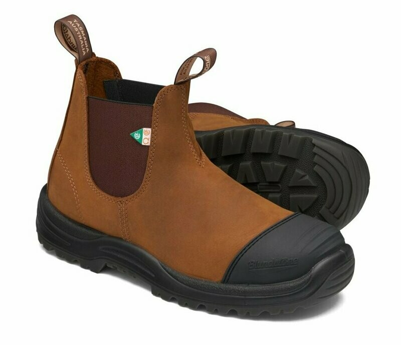 Blundstone 169 Work &amp; Safety Rubber Toe Cap Saddle Brown