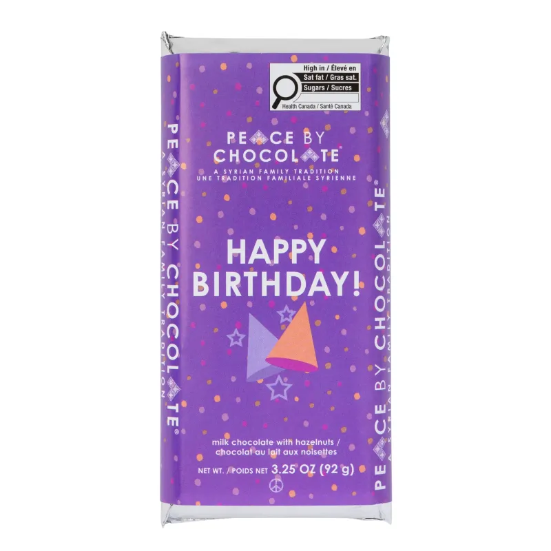 Peace by Chocolate Bar Happy Birthday Milk Chocolate Peace by Chocolate Bar Happy Birthday Milk Chocolate