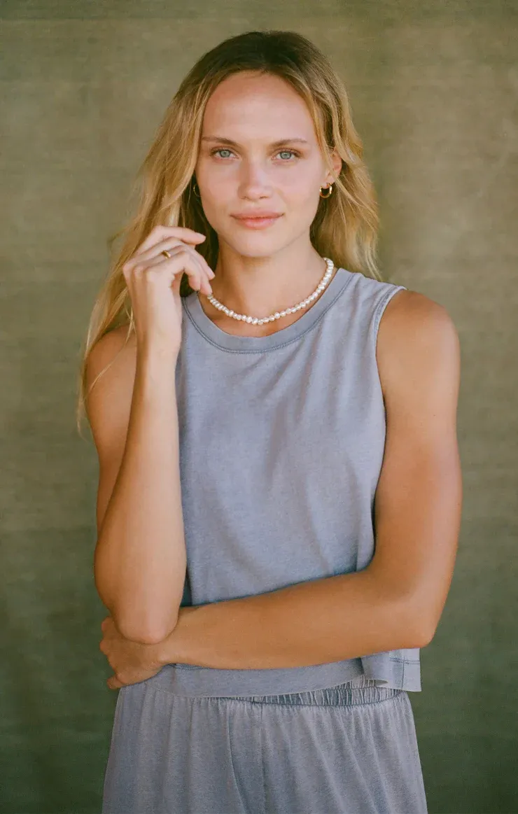 Z Supply Sloane Jersey Denim Muscle Tank