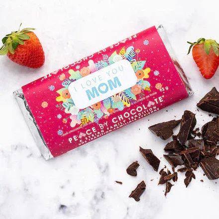 Peace By Chocolate I Love You Mom Bar Dark with Strawberry Cream 92g
