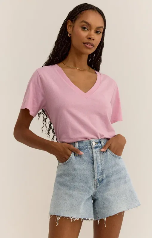Z Supply Girlfriend V-Neck Tee Peony