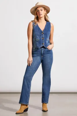 Tribal Denim Vest with Back Belt
