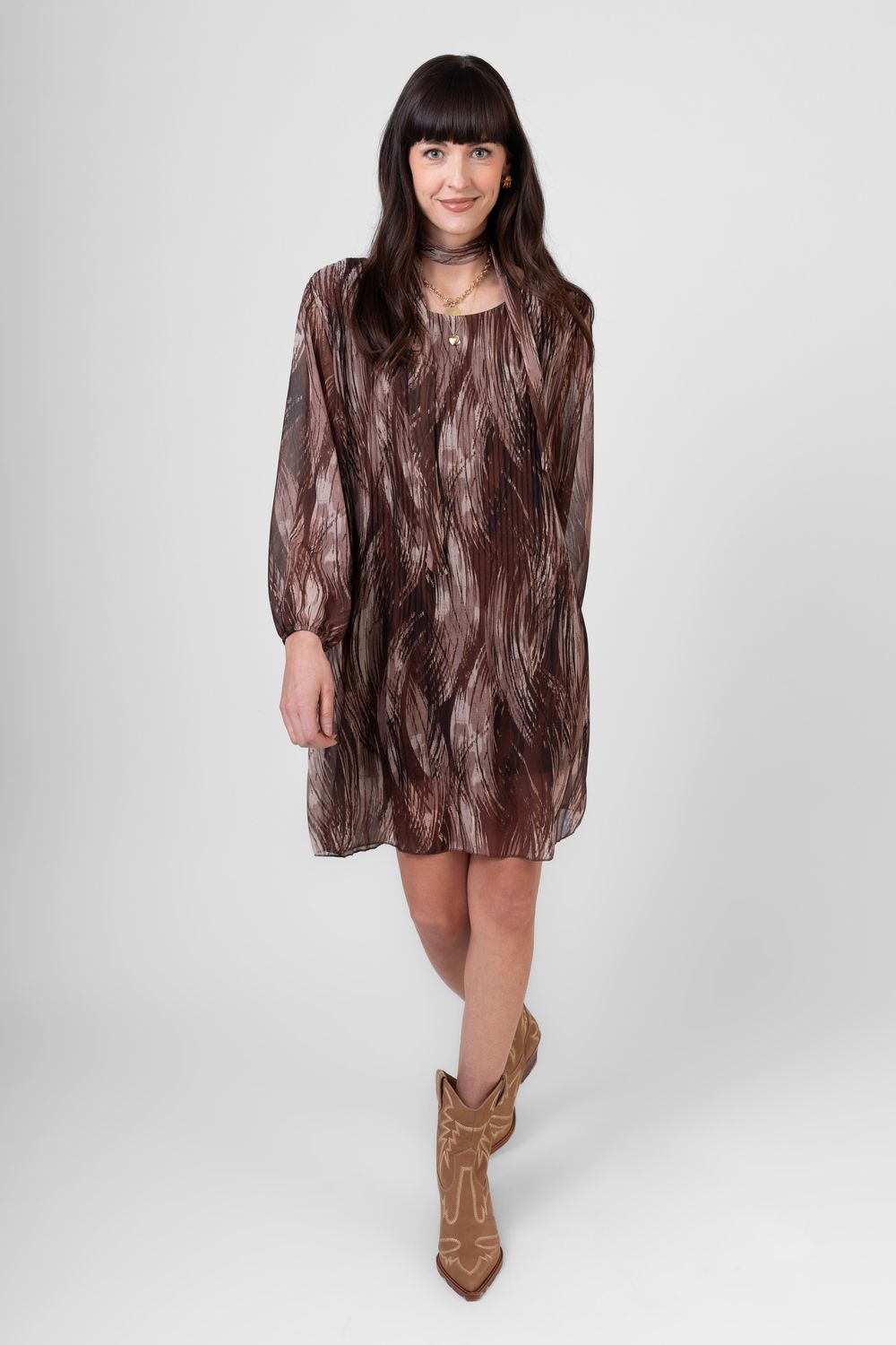 Me &amp; Gee Coco Plisse Dress with Scarf