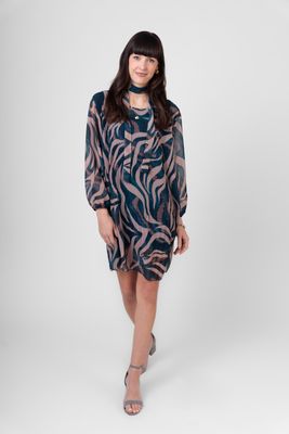 Me &amp; Gee Teal Plisse Dress with Scarf