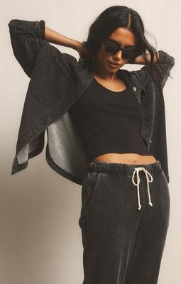 Z Supply All Day Knit Denim Jacket Vintage Black