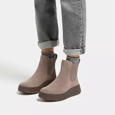 FitFlop F-Mode Suede Flatform Chelsea Minky Grey