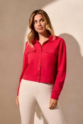 Tribal Cherry Button Front Jacket Chest Pockets 