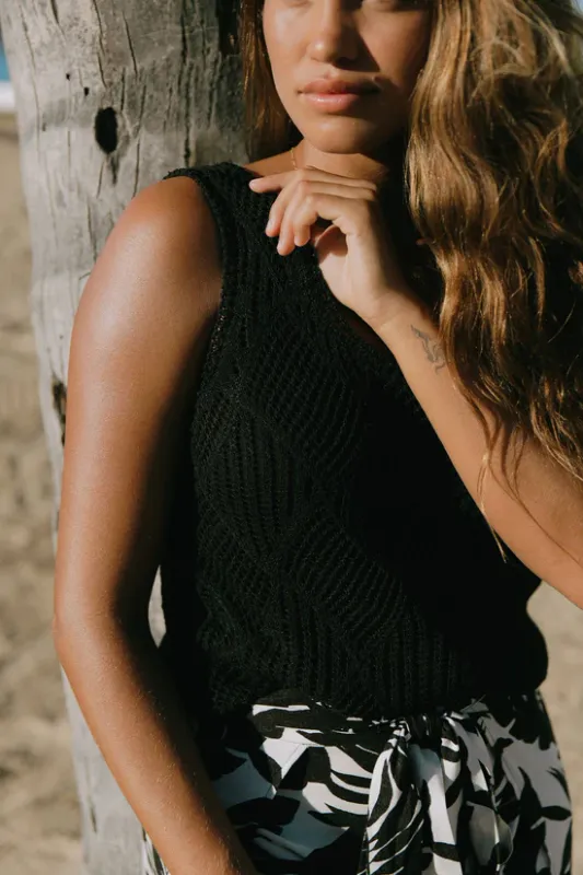 XIX Palms x Tribal Black Crochet Tank Top