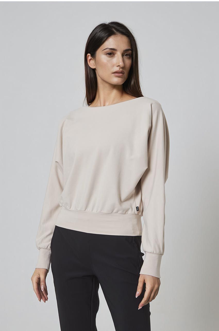 MPG Comfort Lite Boat Neck Long Sleeve Stone MPG Comfort Lite Boat Neck Long Sleeve Stone