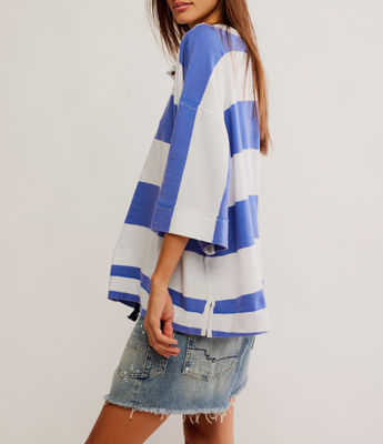 Free People Wonderful Tee Blue Combo