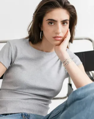 Brunette the Label Ribbed Fitted Tee Brunette the Label Ribbed Fitted Tee