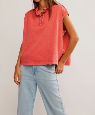 Free People Keep on Polo Fiery Red