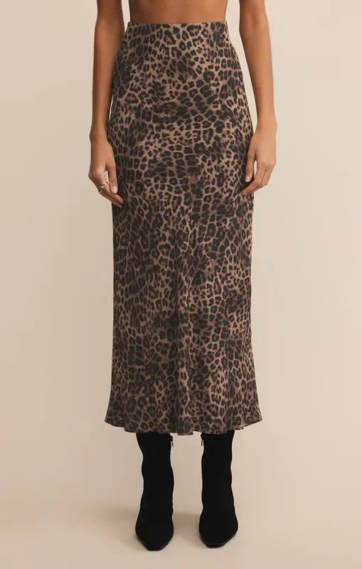 Z Supply Izabel Leopard Skirt Desert Tan