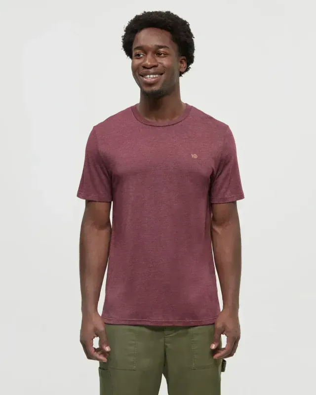 Ten Tree M Embroidered Ten T-Shirt Deep Burgundy Ten Tree M Embroidered Ten T-Shirt Deep Burgundy