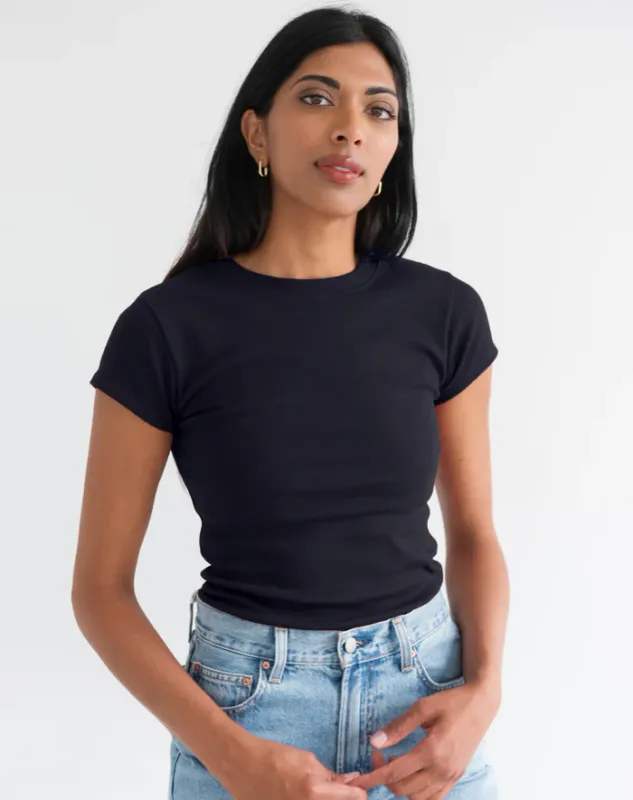Brunette the Label Fall Ribbed Fitted Tee