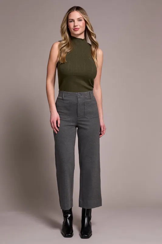 Tribal High Rise Fly Front Capri with Pockets