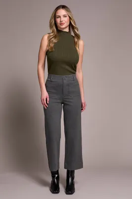 Tribal High Rise Fly Front Capri with Pockets