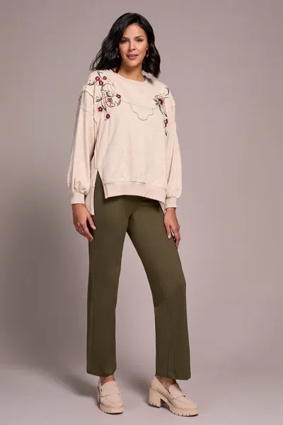 Tribal Crew Neck Embroidered Sweatshirt