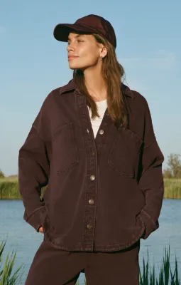 Z Supply All Day Knit Jacket Chocolate Cherry