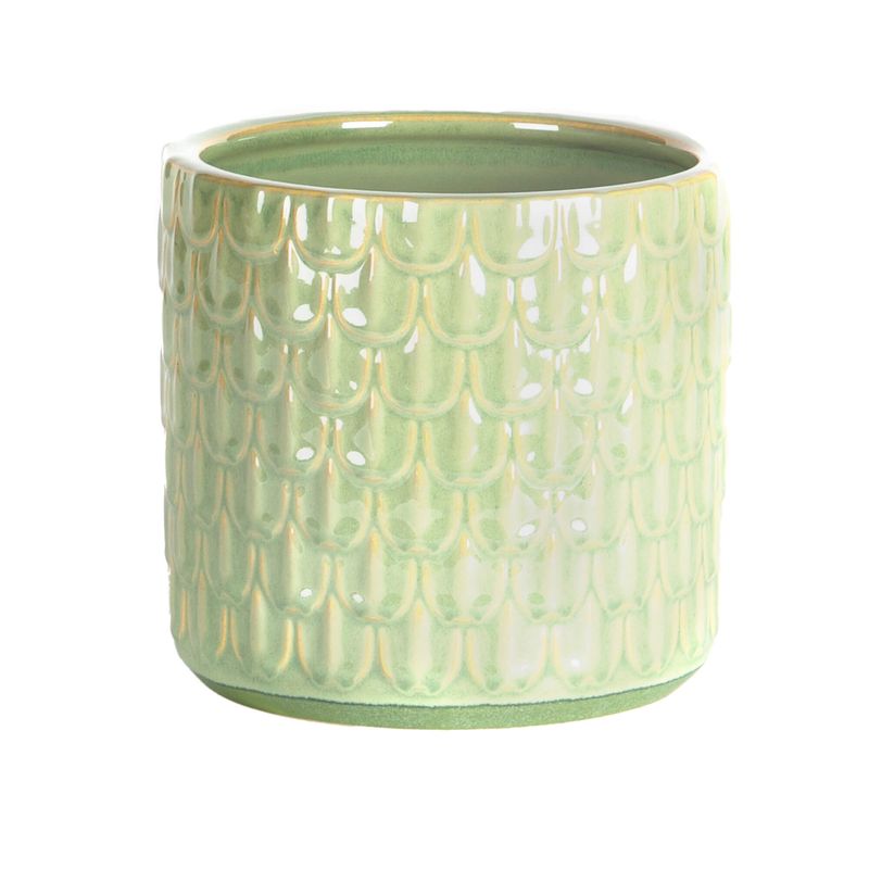Bacon Basketware Medium Green Embossed Pot