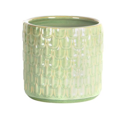 Bacon Basketware Medium Green Embossed Pot