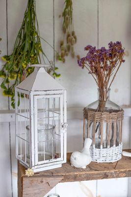 Bacon Basketware Medium White Metal Lantern