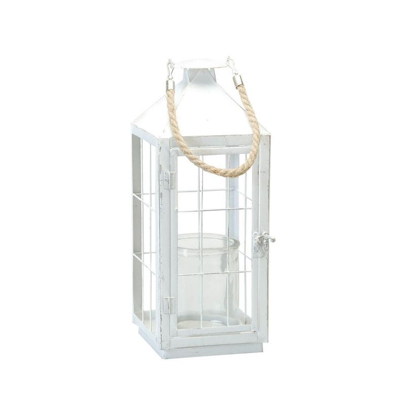 Bacon Basketware Medium White Metal Lantern