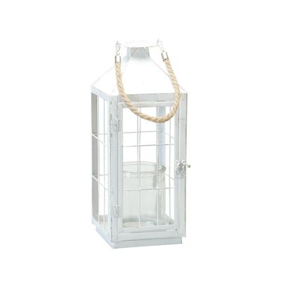 Bacon Basketware Medium White Metal Lantern
