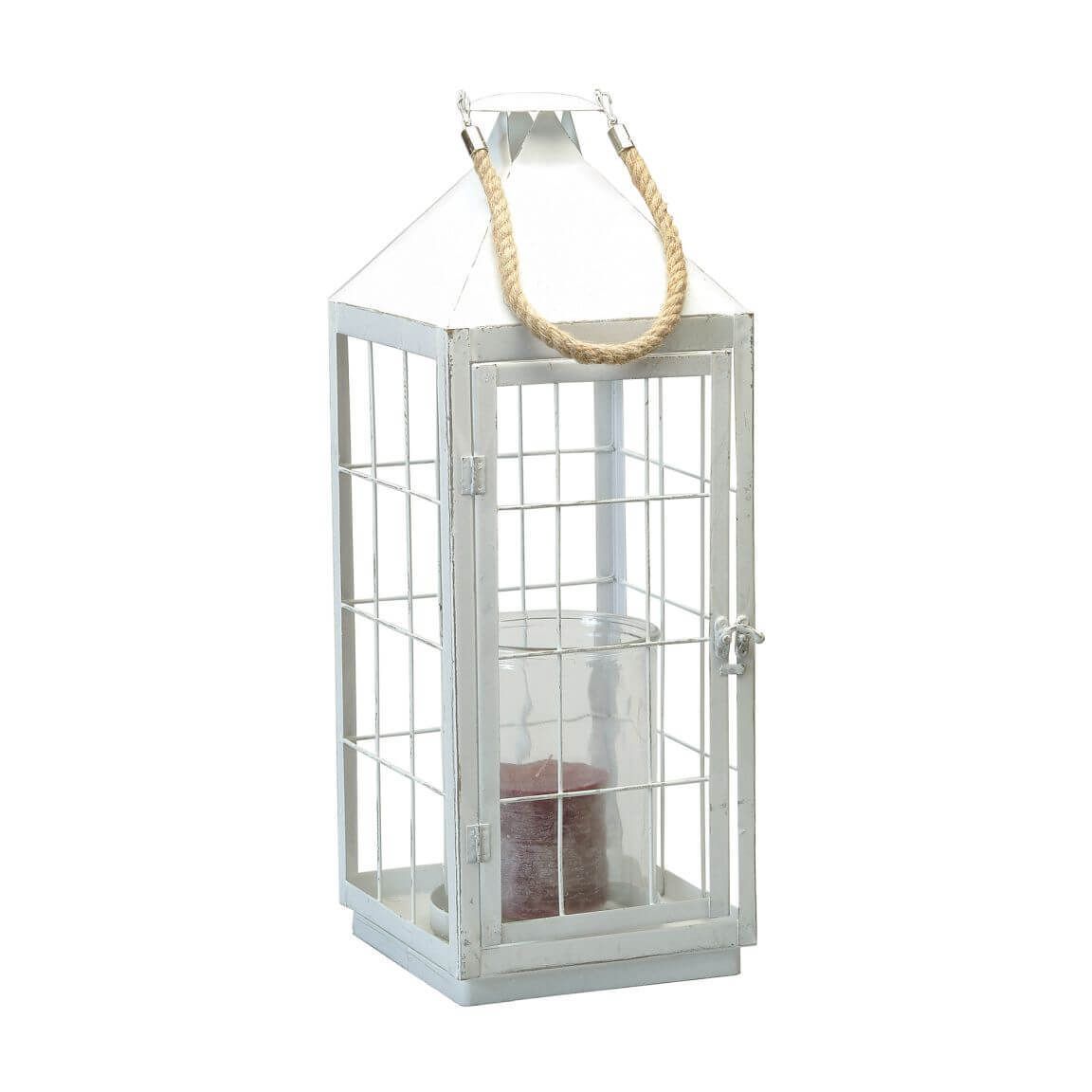 Bacon Basketware Large White Metal Lantern Bacon Basketware Large White Metal Lantern