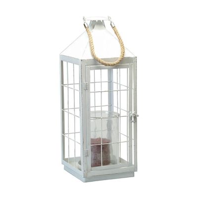 Bacon Basketware Large White Metal Lantern