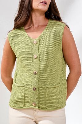 Tribal Sweater Vest and gold Buttons Kiwi Zest