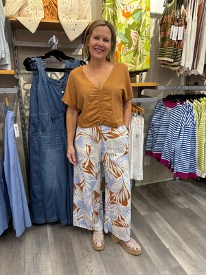 XIX Palms x Tribal Drawstring Front Blouse Sandcas