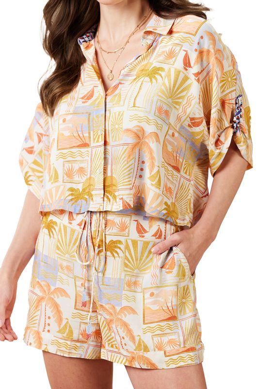 XIX Palms x Tribal Cropped Camp Shirt Postcard