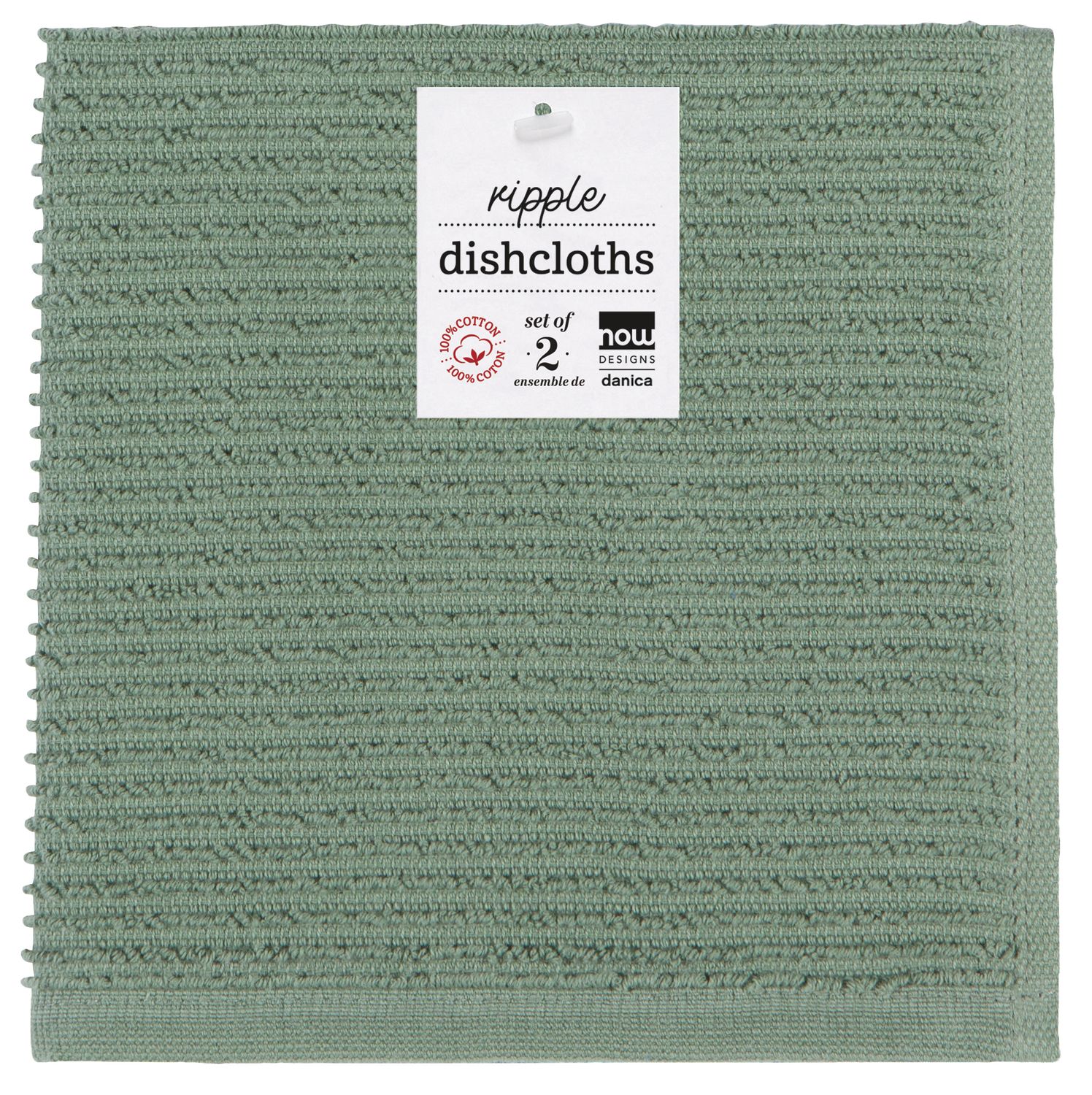 Danica Ripple Dishcloth Elm Green Set/2