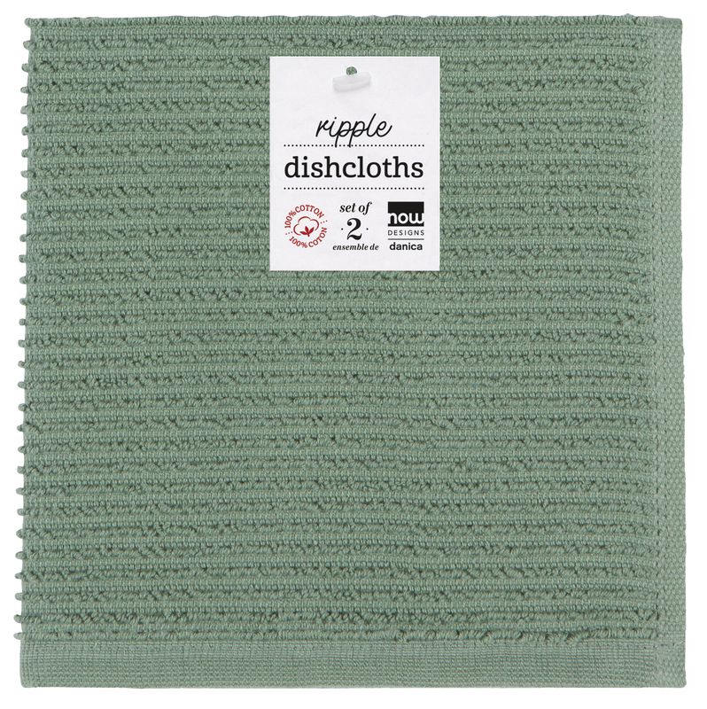 Danica Ripple Dishcloth Elm Green Set/2 Danica Ripple Dishcloth Elm Green Set/2