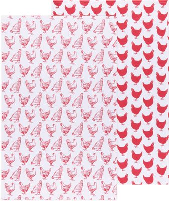 Danica Floursack Print Red Dishtowel Set/2