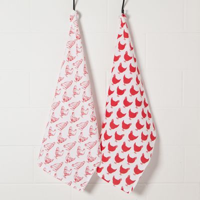 Danica Floursack Print Red Dishtowel Set/2 Danica Floursack Print Red Dishtowel Set/2