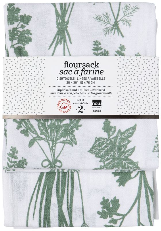 Danica Floursack Print Elm Green Dishtowel Set/2 Danica Floursack Print Elm Green Dishtowel Set/2