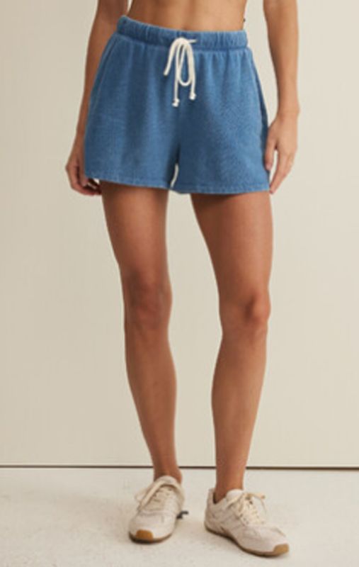 Z Supply Hunter Knit Denim Short Calypso Blue Indi