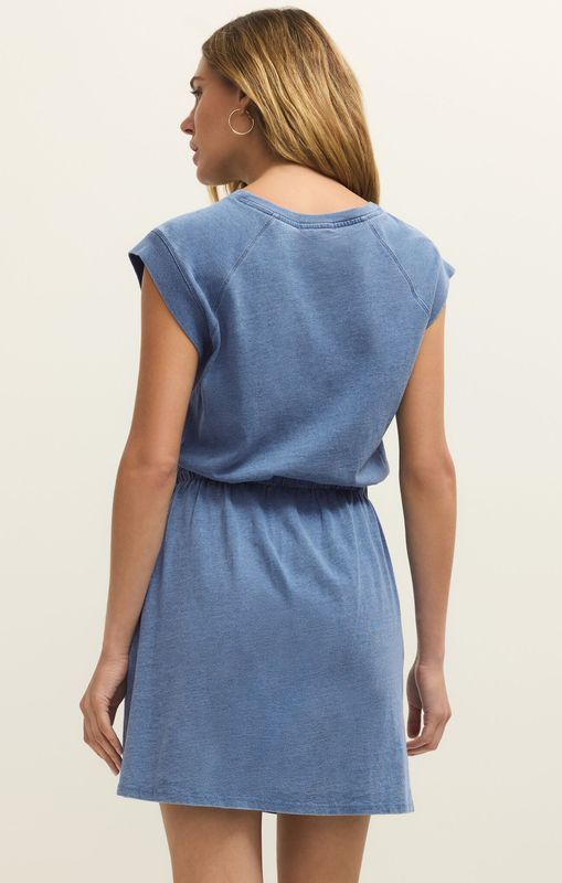 Z Supply Kalani Jersey Denim Dress Santorini Indigo