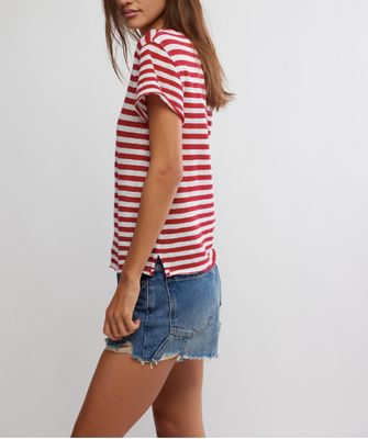 Free People Nora Tee Red Combo