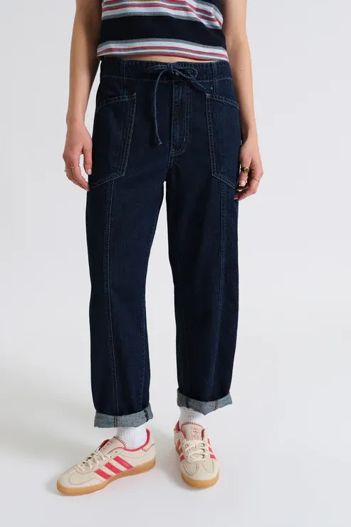 DAZE Villa Drawstring Barrel Leg Blue Mood
