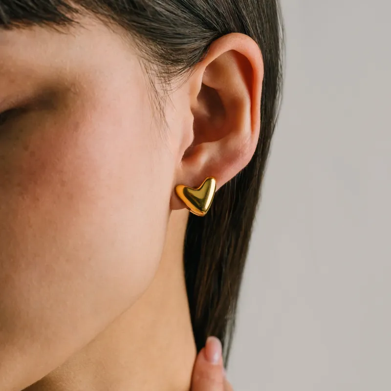 Lover's Tempo Waterproof Heart Puff Hoop Earrings