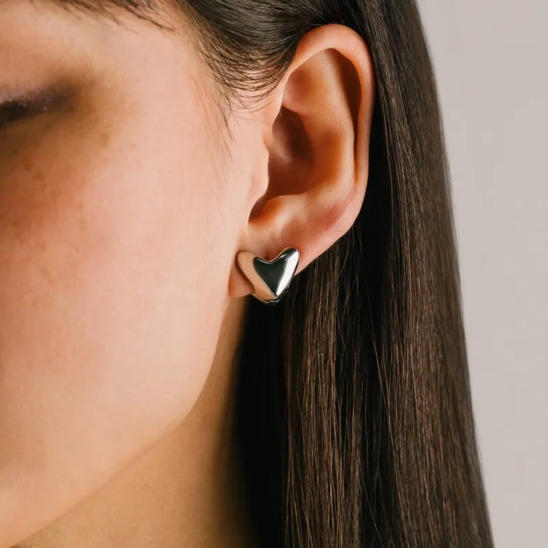 Lover's Tempo Waterproof Heart Puff Hoop Earrings Lover's Tempo Waterproof Heart Puff Hoop Earrings