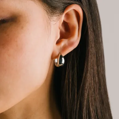 Lover's Tempo Waterproof Oval Puff Hoop Earrings