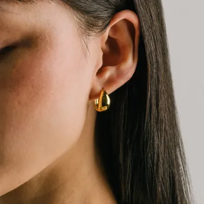 Lover's Tempo Waterproof Oval Puff Hoop Earrings