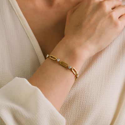 Lover's Tempo Waterproof Riva CZ U-Link Bracelet