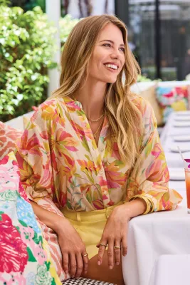 Tribal Dolman Sleeve Blouse Rose Silk