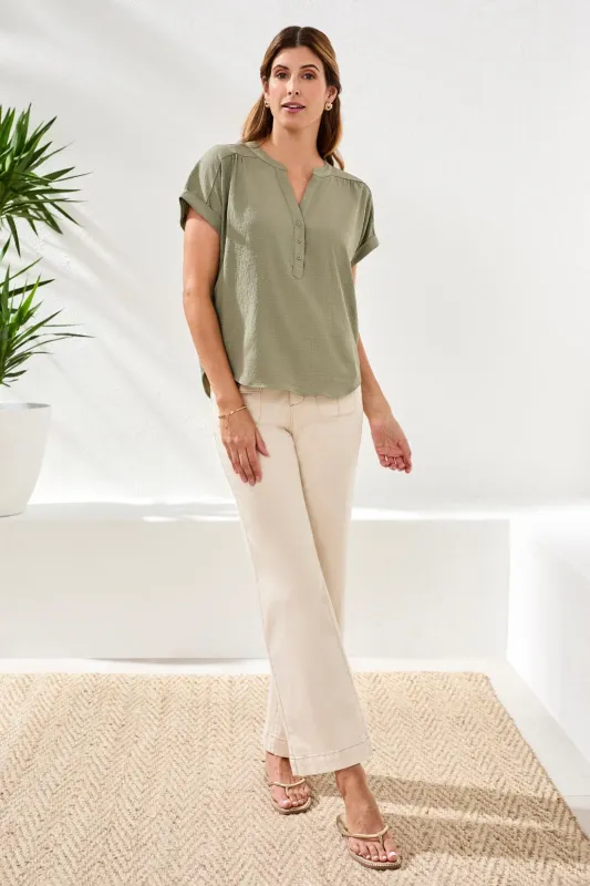 Tribal Extended Sleeve Popover Blouse Cactus Clay