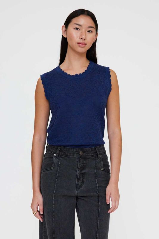 Wild Pony Navy Blue Knit Vest Top